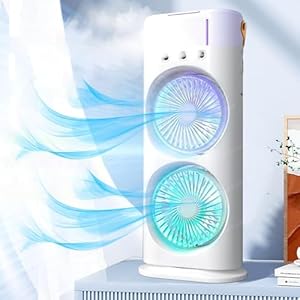 Rechergable Dual Head Tower Mist Fan