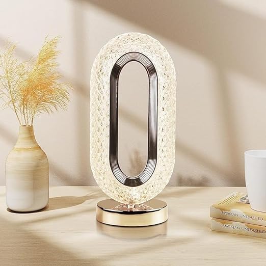 Oval Crystal LED Table Lamp - Decorative Night Light with Touch Sensor | Modern Design