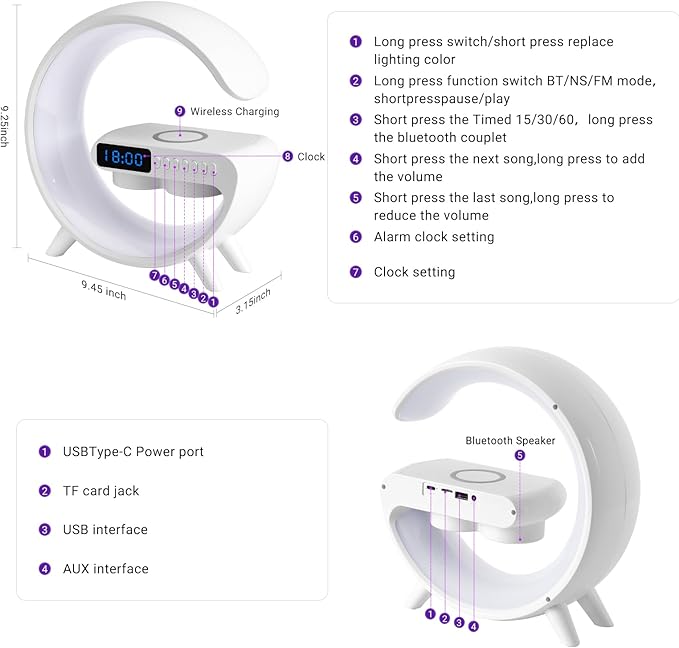 G11 LED Lighting Wireless Charging Bluetooth Speaker - Best Tech Gadget for Your Home and Office Personal Desk Space