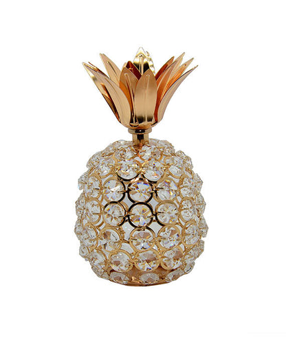 Golden Metal Pineapple With Crystal Beads