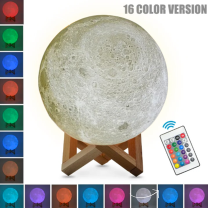 Relaxing Moon Lamp with Wooden Stand