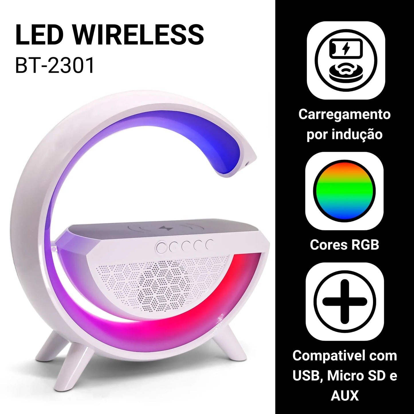 RGB G-LAMP  FAST WIRELESS CHARGING  BLUETOOTH SPEAKER 2301