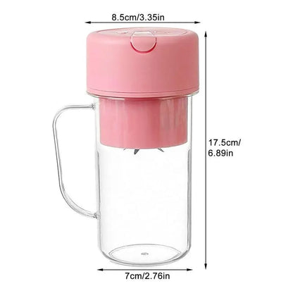 Portable rechargeable juice blender with straw.