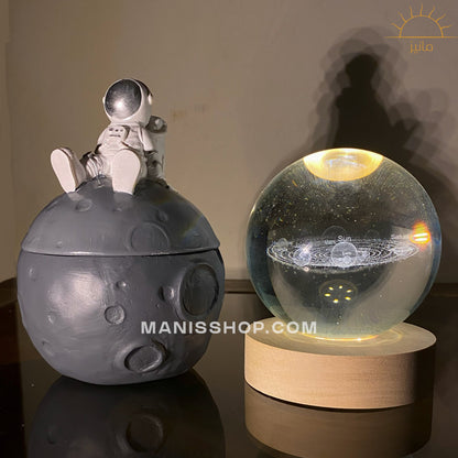 Crystal Ball Lamp + Astronaut Ashtray