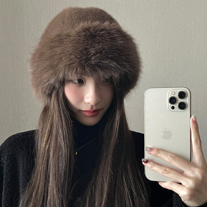 Fluffy Faux Fur Bucket Hats For Women