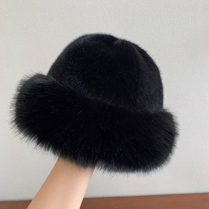 Fluffy Faux Fur Bucket Hats For Women