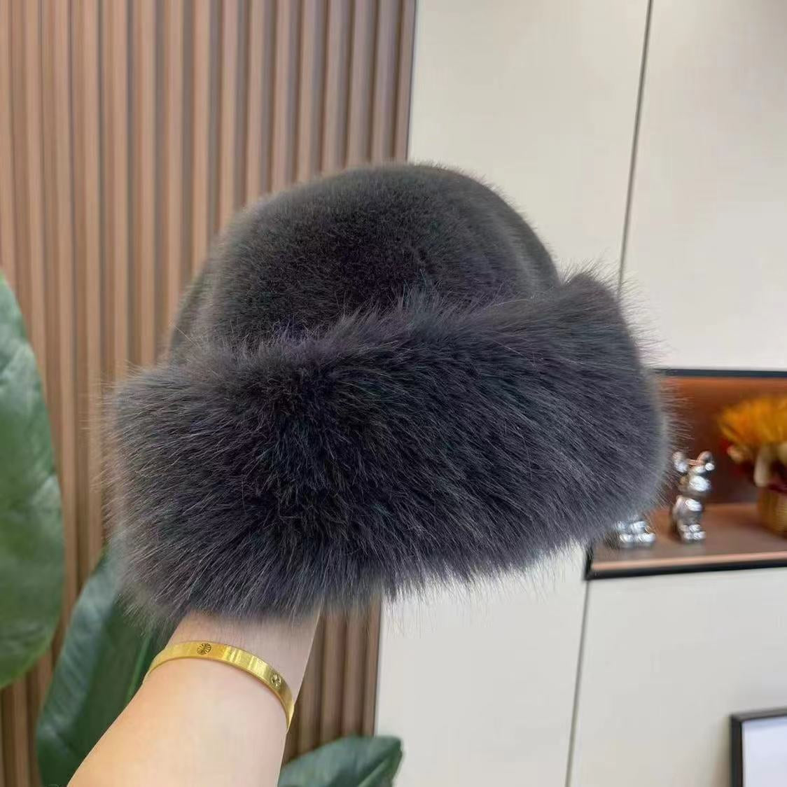 Fluffy Faux Fur Bucket Hats For Women