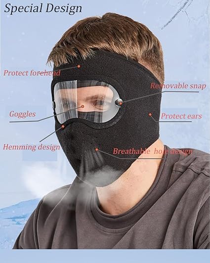 Windproof Anti Dust Full Face Masks Cycling Ski Breathable Masks Eye Hd Anti Fog Goggles Hood Cover Winter Warm Hat Caps (random Color)